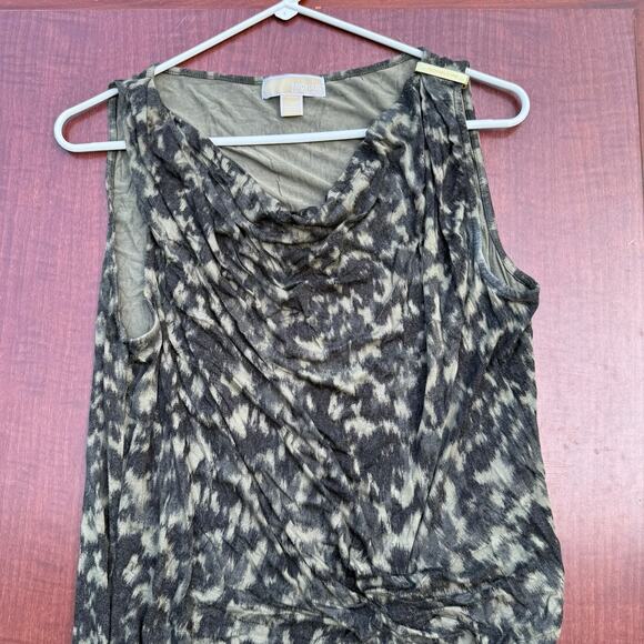 Michael Kors Black Animal Print Ruched Dress - Size L - Picture 2 of 6